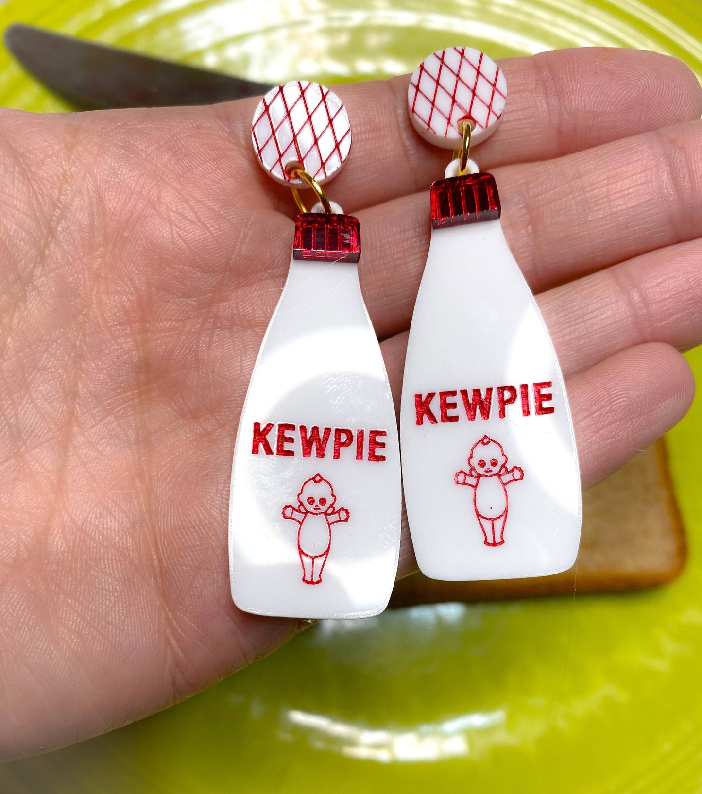 Kewpie Mayo earrings - Japanese kawaii condiment-inspired jewelry