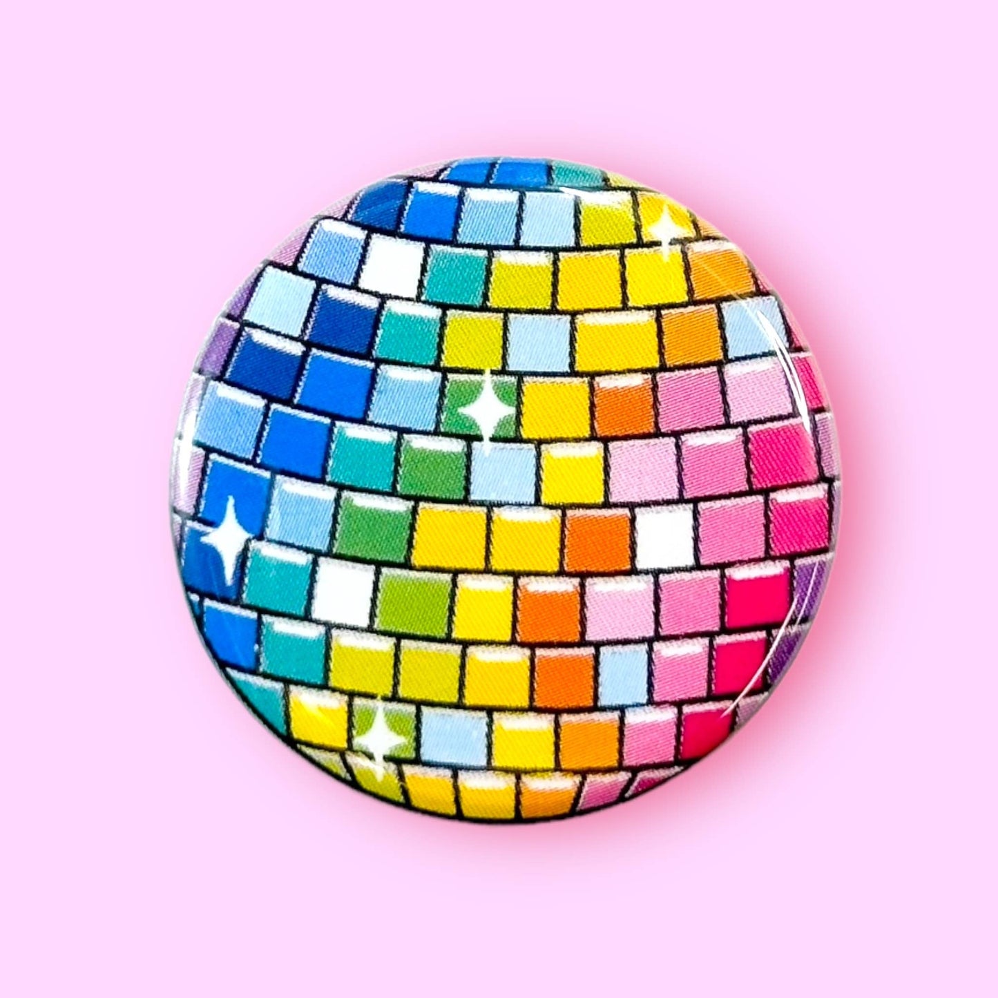 Rainbow Disco Ball Button / 1.25"