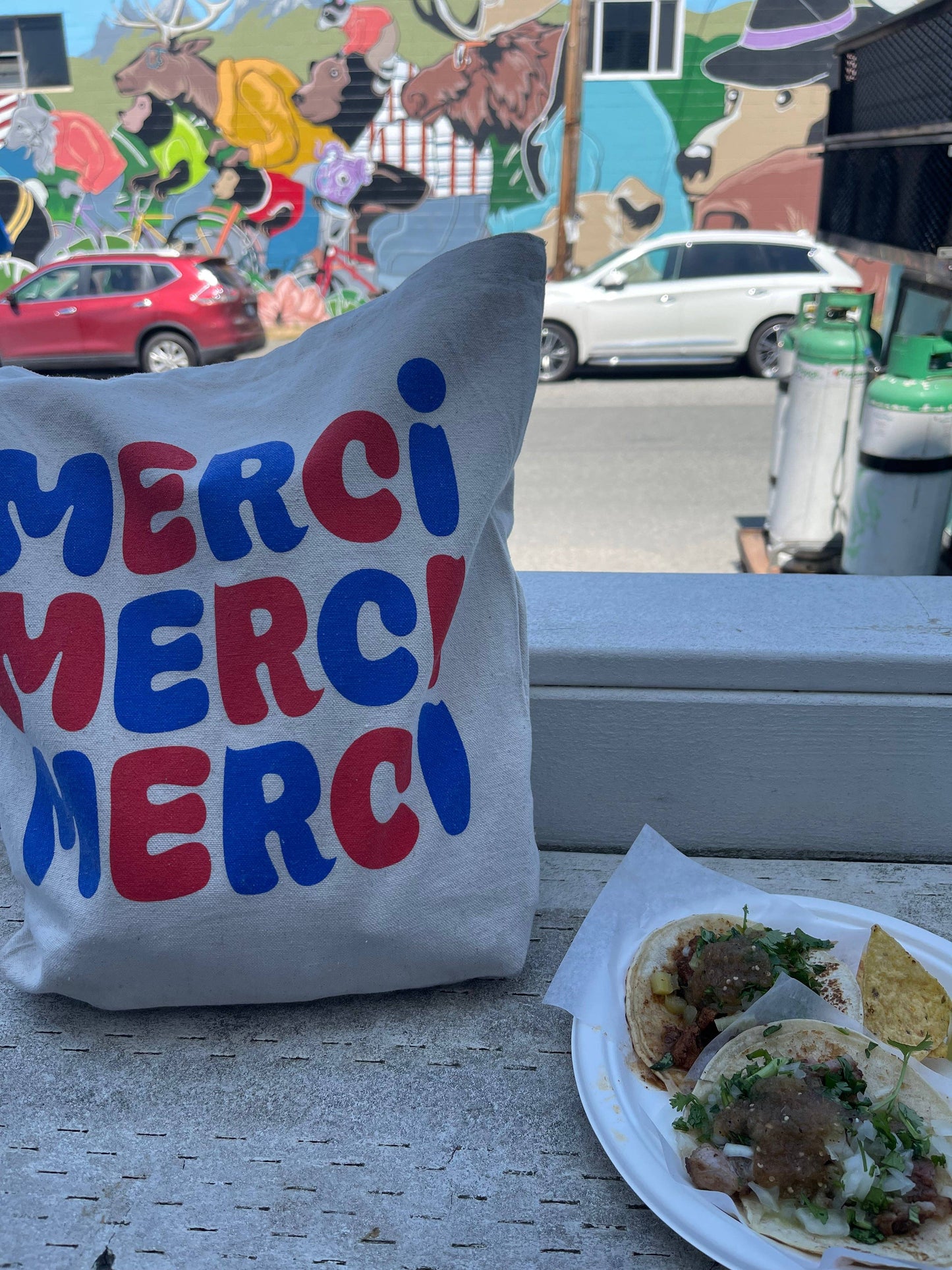 Merci Merci Merci Tote Bag - French-inspired canvas bag for daily use