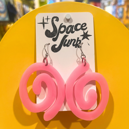 Space Junk Earrings: Pink Spirals