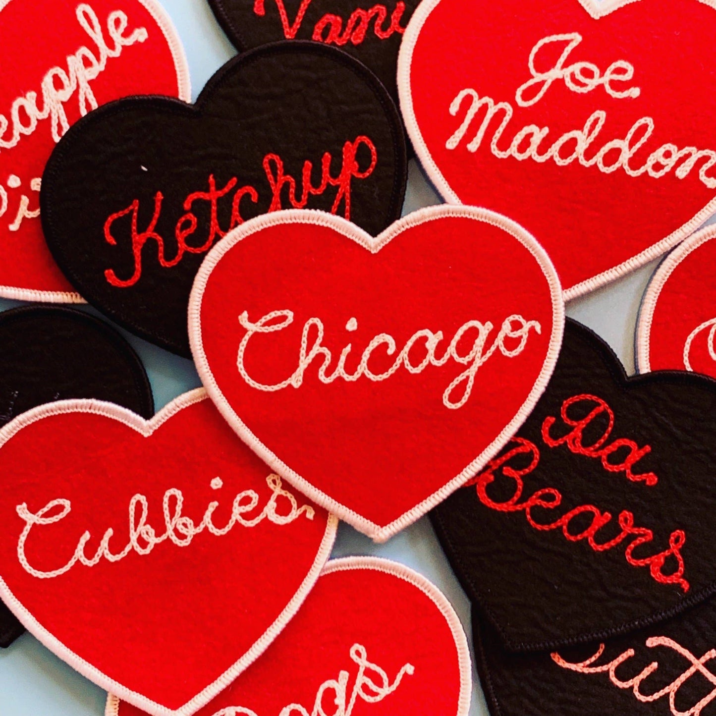 Custom Mini Heart Patches: Red Felt