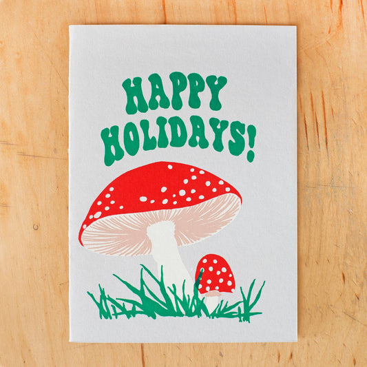 HOLIDAY MUSHROOMS GREETING CARD