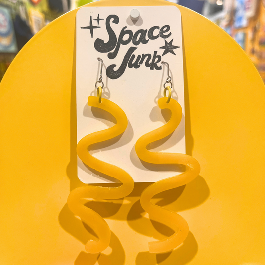 Space Junk Earrings: Ribbon Dancers Yellow