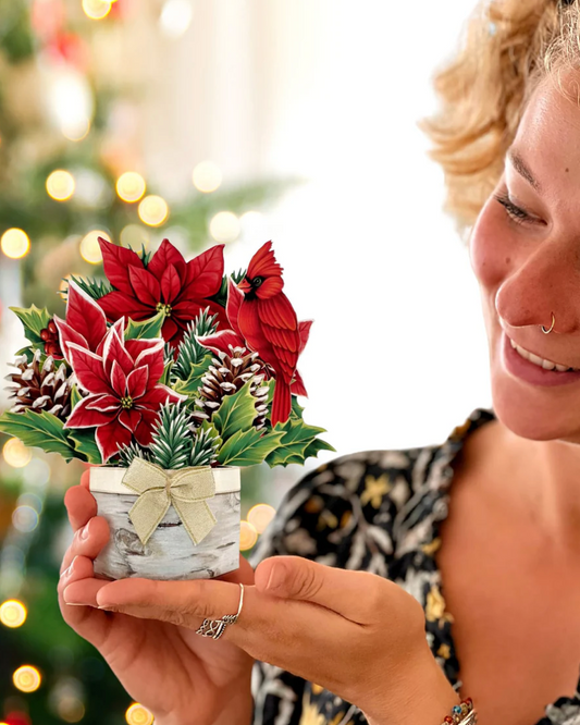 Mini Birch Poinsettia Pop-Up Card