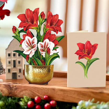 Mini Christmas Scarlet Amaryllis Pop-Up Card